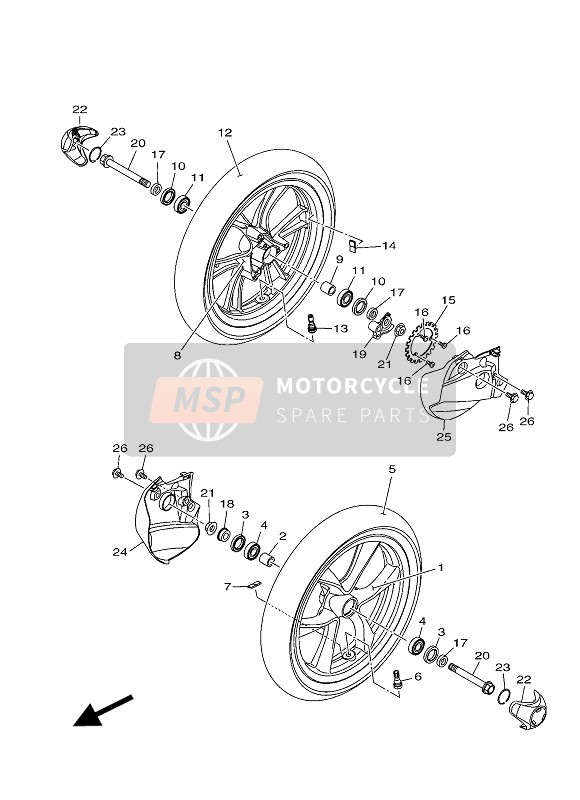 Yamaha MW125 TRICITY 2014 Roue avant pour un 2014 Yamaha MW125 TRICITY